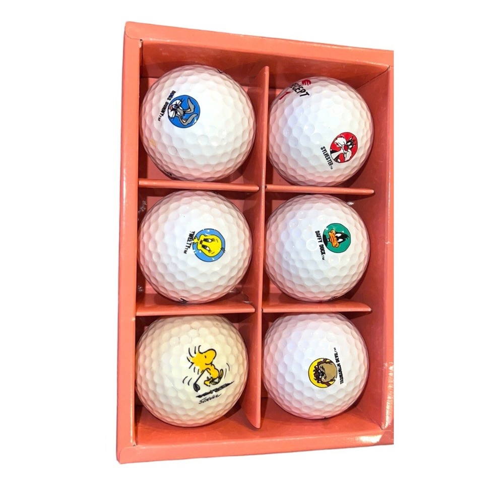 Vtg 90s Looney Tunes 6 Ball Golf Set Bugs Tweety Taz Daffy Sylvester‎ Woodstock